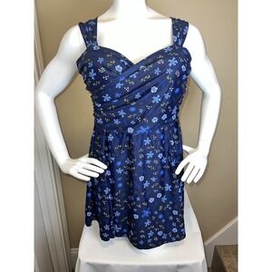 CocoPear Crossover One Piece Swimdress Blue Beach Size 3XL